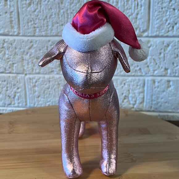 Victoria's Secret PINK Dog Metallic Pink, Santa Hat, 7", EUC, Collectible - Picture 7 of 7